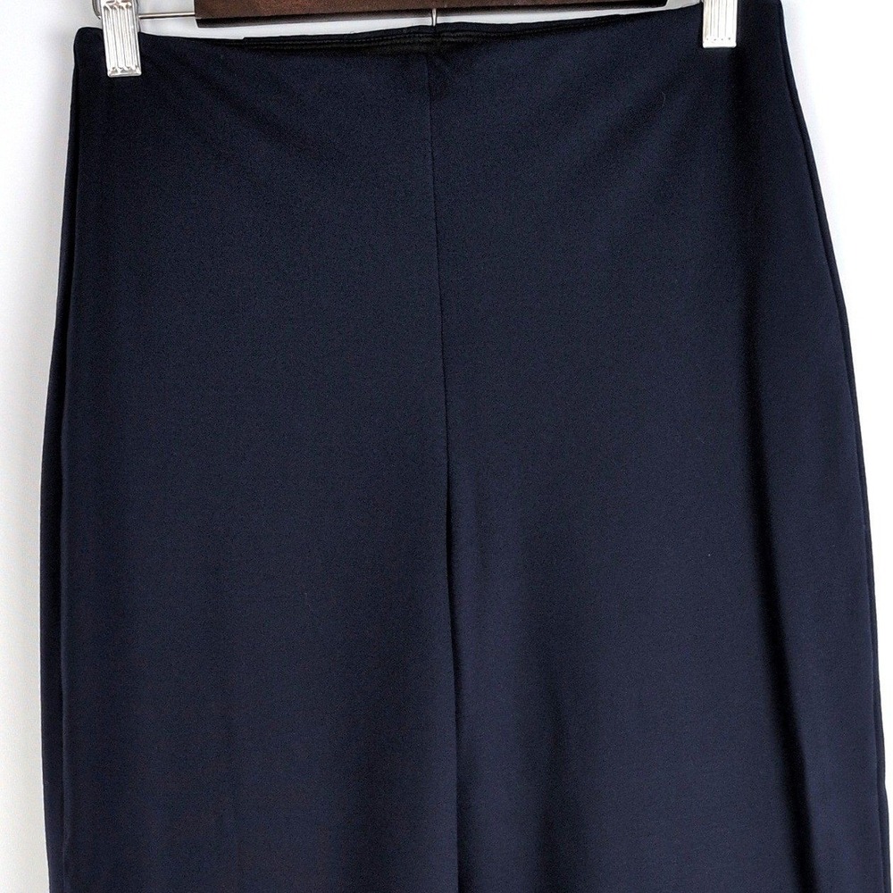 Lyssé Women M Sienna Wide Leg Crop Pants Navy Eyelet Scalloped Hem 3346